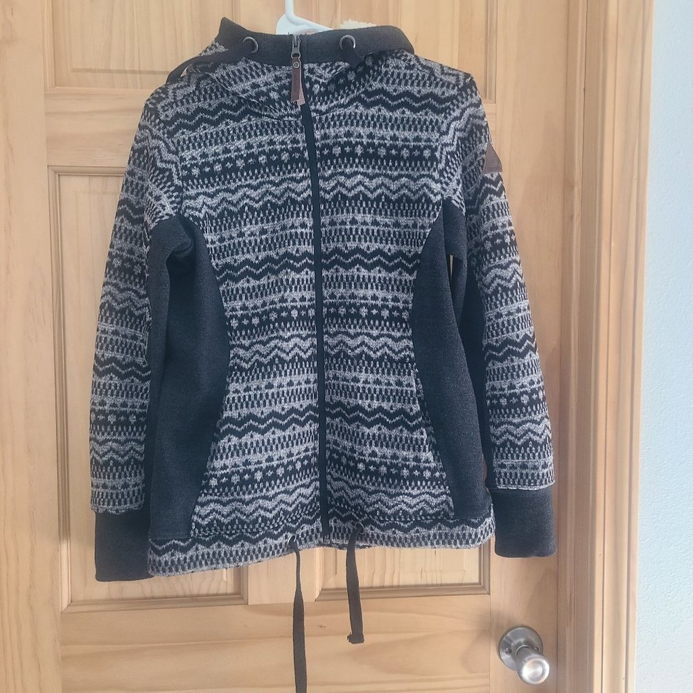 Women's Avalanche Black/White Knit Full zip hoodie